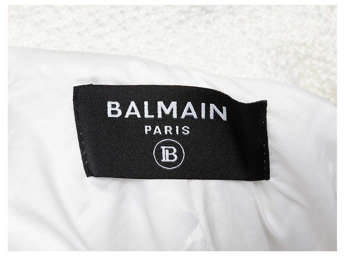 White & Black Balmain Crest-Accented Blazer Size US S - view 5