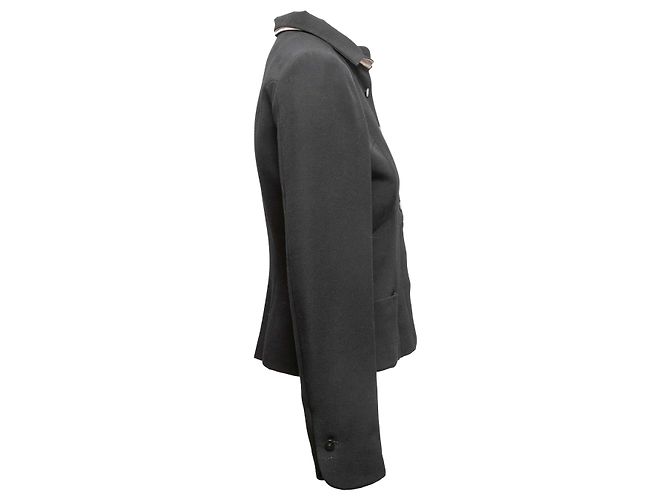 Chaqueta ajustada de lana con ribetes de seda Chanel negra Talla FR 38 - vista 3