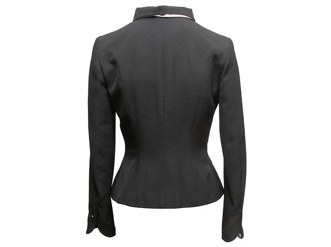 Chaqueta ajustada de lana con ribetes de seda Chanel negra Talla FR 38 - vista 4