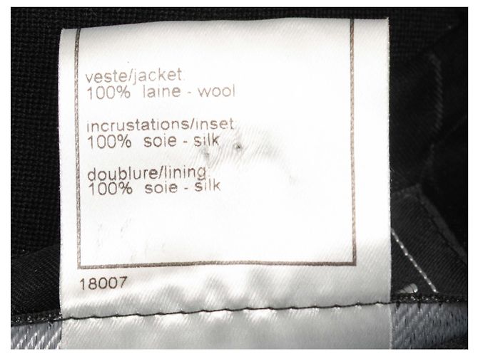 Chaqueta ajustada de lana con ribetes de seda Chanel negra Talla FR 38 - vista 7