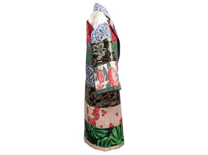 Multicolor Dolce & Gabbana Spring/Summer 2021 Patchwork Jacquard Coat Size US M - view 2