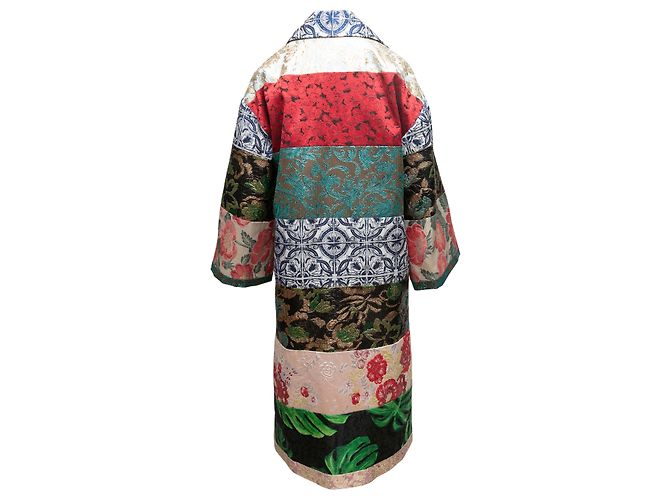 Multicolor Dolce & Gabbana Spring/Summer 2021 Patchwork Jacquard Coat Size US M - view 3