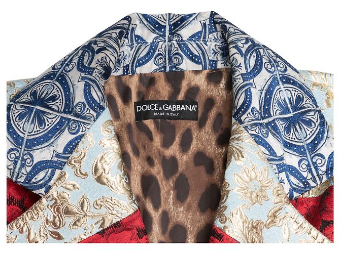 Multicolor Dolce & Gabbana Spring/Summer 2021 Patchwork Jacquard Coat Size US M - view 4