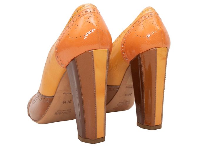 Miu Miu Color Block Brogue Pumps Orange & Brown Größe 36.5 - Ansicht 3