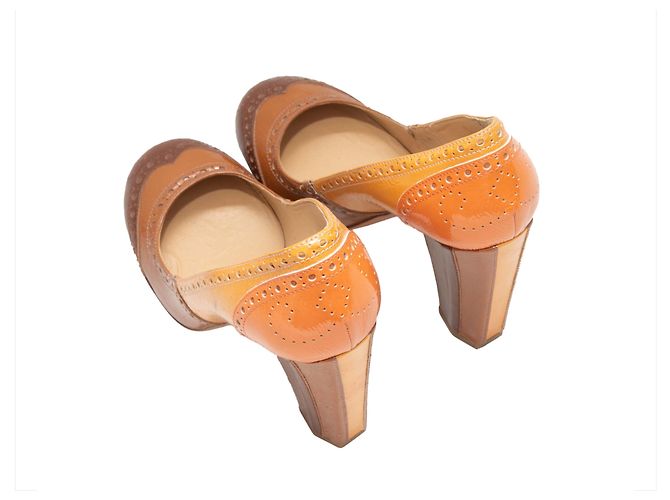 Miu Miu Color Block Brogue Pumps Orange & Brown Größe 36.5 - Ansicht 4