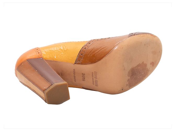 Miu Miu Color Block Brogue Pumps Orange & Brown Größe 36.5 - Ansicht 5