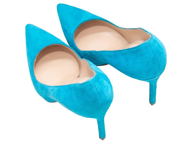 Manolo Blahnik Pumps aus Wildleder mit spitzer Kappe Turquoise Größe 37 - Ansicht 3
