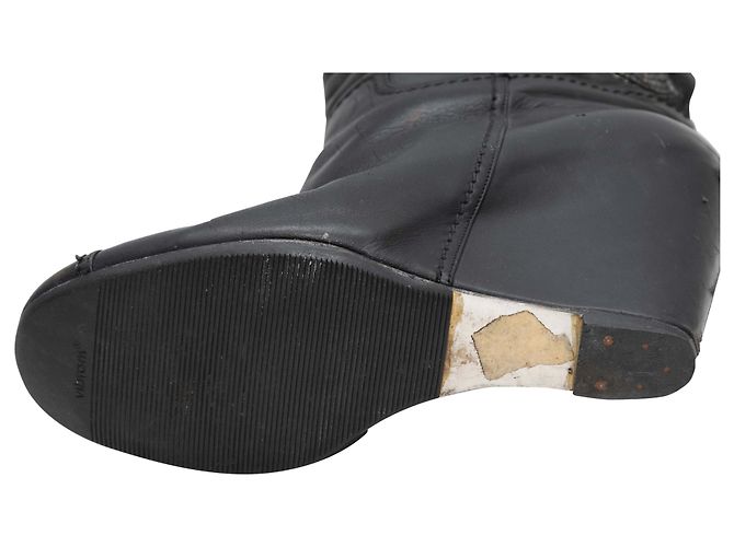 Black Chanel CC Covered Wedge Boots Size 38.5 - view 5