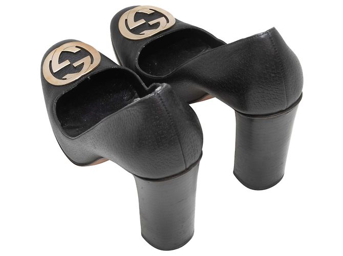 Gucci GG Leder-Pumps in Schwarz Größe 7B - Ansicht 3
