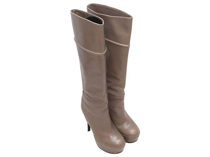 Taupe Marni Knee-High Heeled Platform Boots Size 36 - view 2