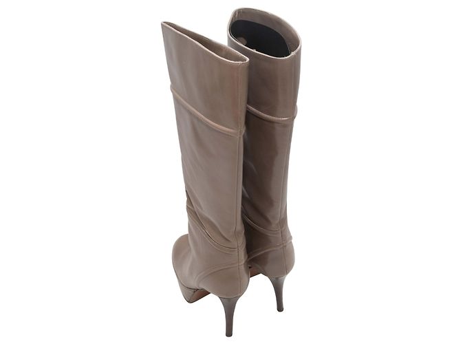 Taupe Marni Knee-High Heeled Platform Boots Size 36 - view 3