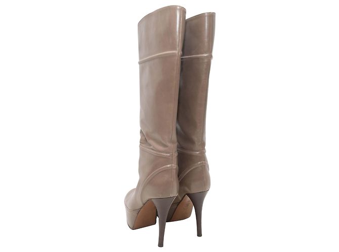 Taupe Marni Knee-High Heeled Platform Boots Size 36 - view 4