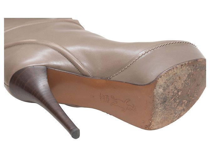 Taupe Marni Knee-High Heeled Platform Boots Size 36 - view 5