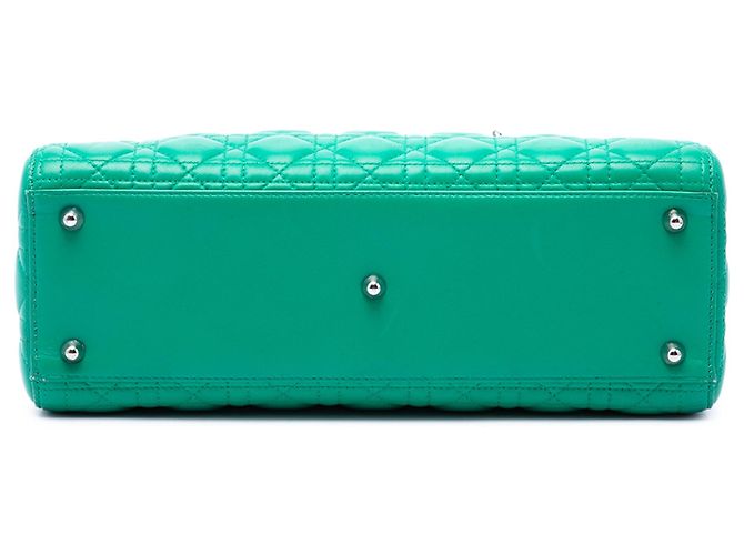 Borsa Lady Dior Satchel Large in pelle di agnello Cannage verde Dior - vista 3