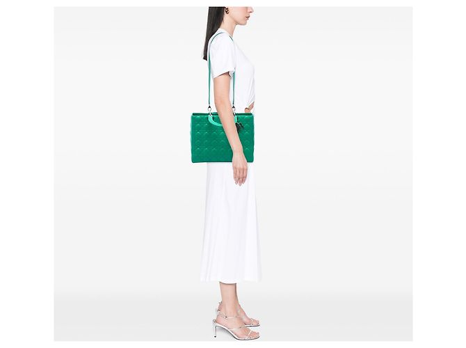 Borsa Lady Dior Satchel Large in pelle di agnello Cannage verde Dior - vista 6