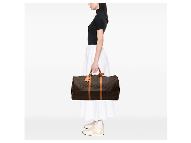 Brown Louis Vuitton Monogram Keepall 60 Travel Bag - view 7