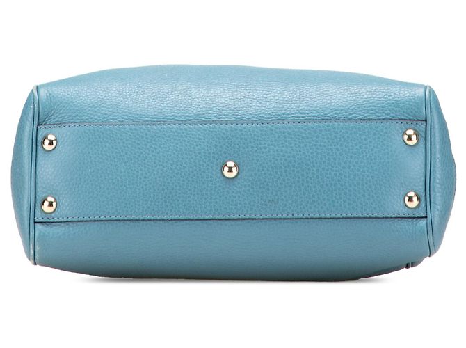 Bolsa Gucci Small Bamboo Shopper em couro de bezerro azul - vista 3