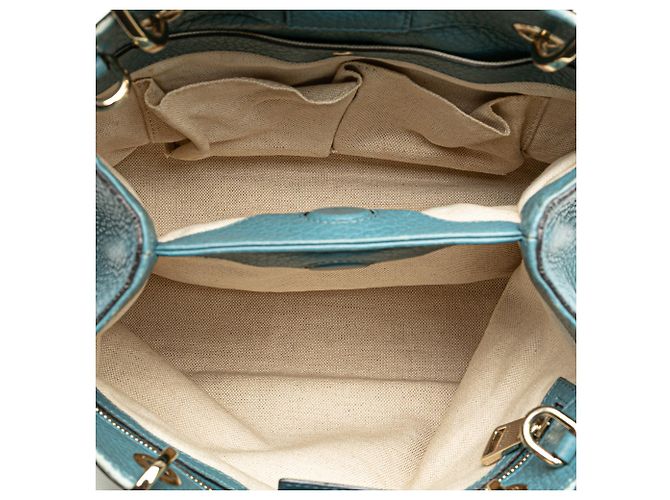 Bolsa Gucci Small Bamboo Shopper em couro de bezerro azul - vista 4