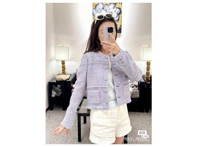 Chaqueta Chanel 25B de tweed morado FR34 - vista 9