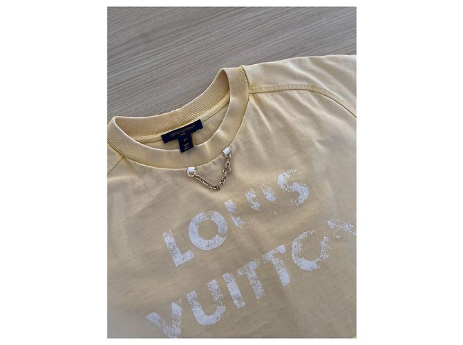 Top Louis Vuitton Amarillo de Algodón de Manga Corta con Logo Cadena - vista 4