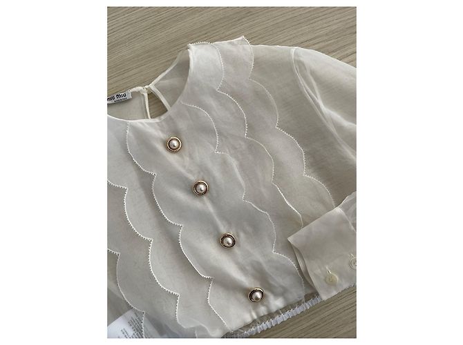 Top Miu Miu em gaze de seda branca - vista 4