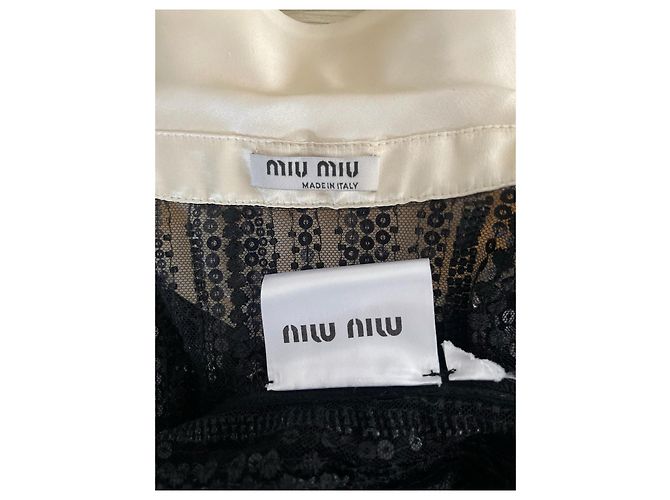 Top in seta nero trasparente Miu Miu - vista 3