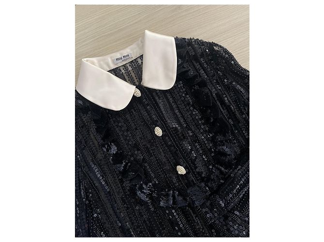 Top in seta nero trasparente Miu Miu - vista 4