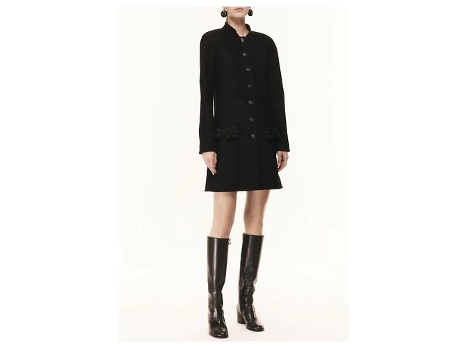 Abrigo largo de lana negro Chanel 24B - vista 6