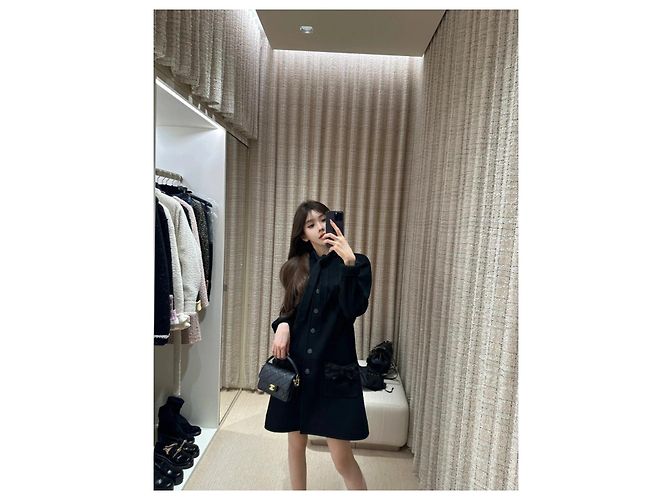Abrigo largo de lana negro Chanel 24B - vista 7