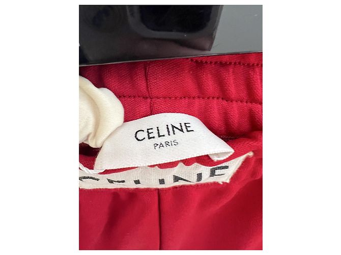 Céline Rote Baumwollhose mit weißen Streifen - Ansicht 3