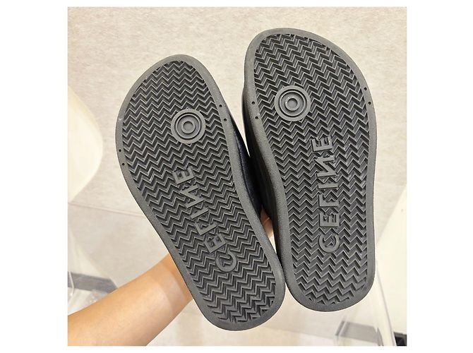 Sandalias Céline de cuero negro con plataforma - vista 3