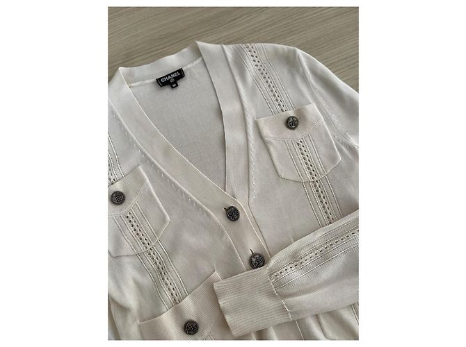 Chanel Strickjacke aus Baumwolle Cuba Kollektion Beige - Ansicht 4