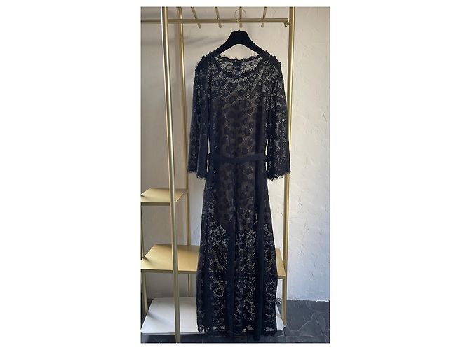 Chanel 22S Langes Spitzenkleid Schwarz - Ansicht 2