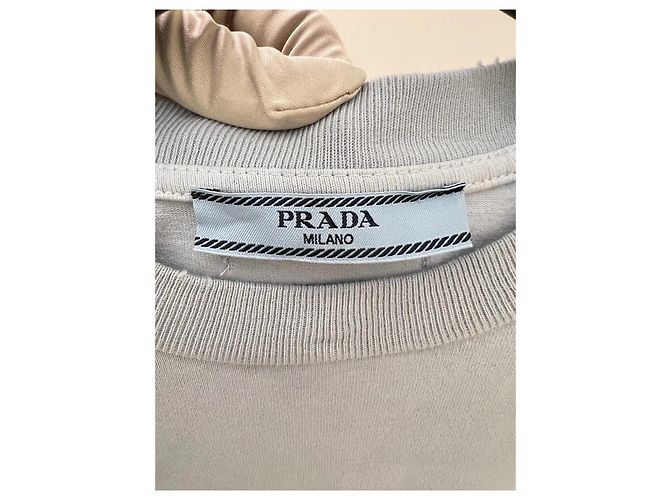 Prada Blue Cotton T-shirt with Triangle Logo - view 3