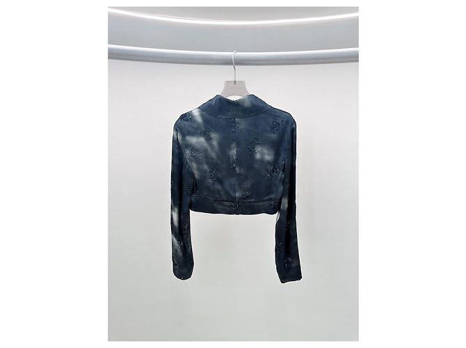 Chanel Jacke aus Seide mit Ombré Logo Schwarz - Ansicht 2