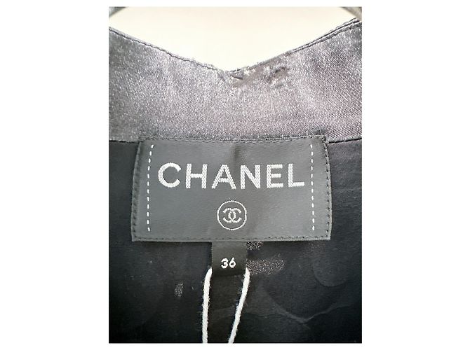 Chanel Jacke aus Seide mit Ombré Logo Schwarz - Ansicht 5