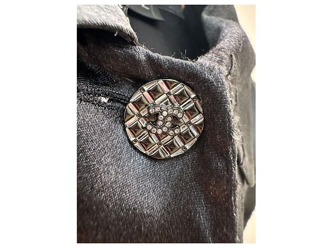 Chanel Jacke aus Seide mit Ombré Logo Schwarz - Ansicht 9