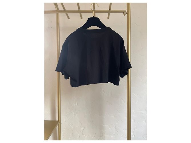 Alexander Wang Top Negro de Algodón de Manga Corta con Bolsillo Logo - vista 2
