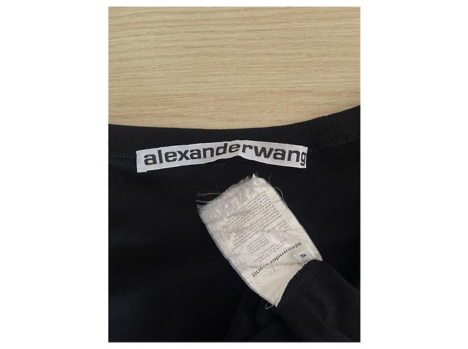 Alexander Wang Top Negro de Algodón de Manga Corta con Bolsillo Logo - vista 3