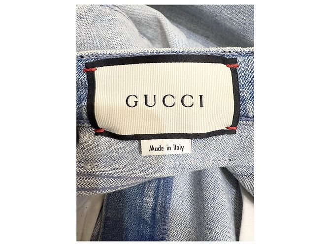 Jeans a zampa Gucci in denim blu - vista 3