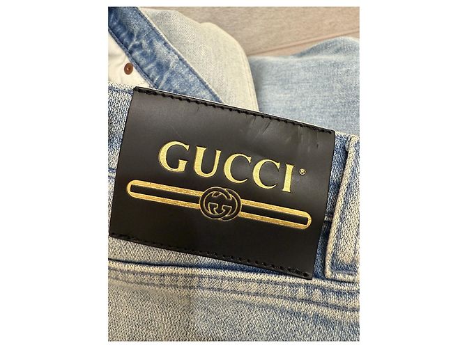 Jeans a zampa Gucci in denim blu - vista 7