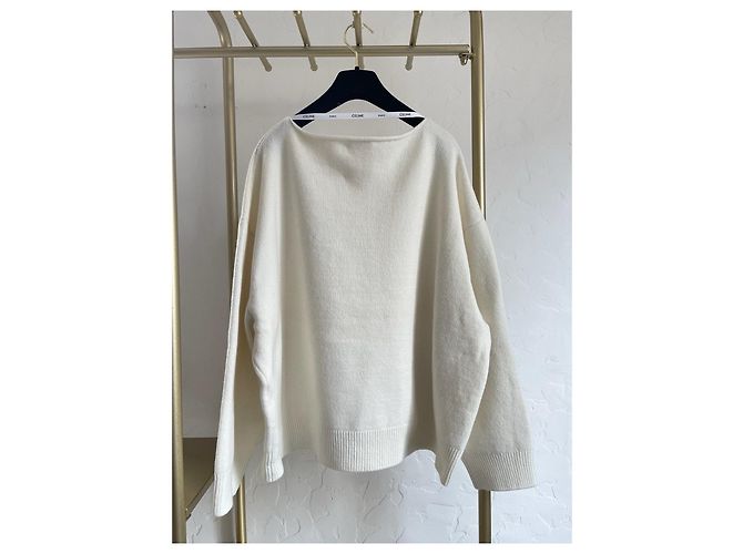 Céline Rundhals-Pullover aus Wolle in Ecru - Ansicht 3