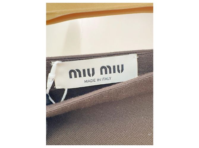 Falda Miu Miu Marrón de Poliamida con Cremallera y Ribete de Cinta - vista 3