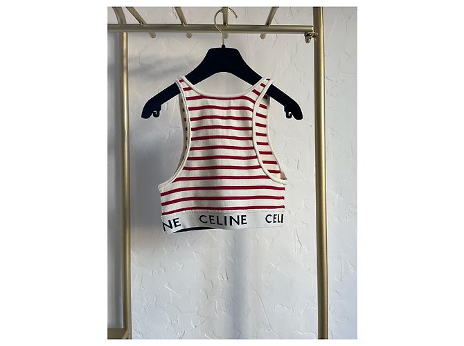 Canotta Céline a righe rosse e bianche in cotone - vista 2