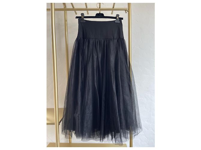 Dior Black Tulle Gauze Skirt Polyester Size 34 - view 2