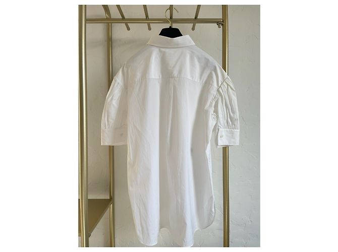 Camisa Dior Blanca de Algodón con Bordado de Abeja y Mangas Abullonadas - vista 2