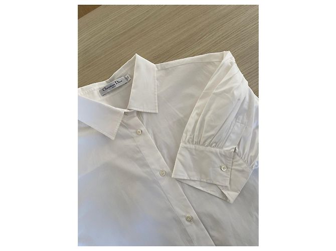 Camisa Dior Blanca de Algodón con Bordado de Abeja y Mangas Abullonadas - vista 4