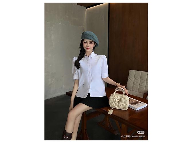 Camisa Dior Blanca de Algodón con Bordado de Abeja y Mangas Abullonadas - vista 5