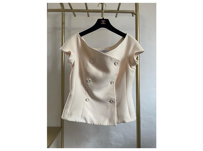 Dior One-Shoulder Top aus Seide Beige - Ansicht 2