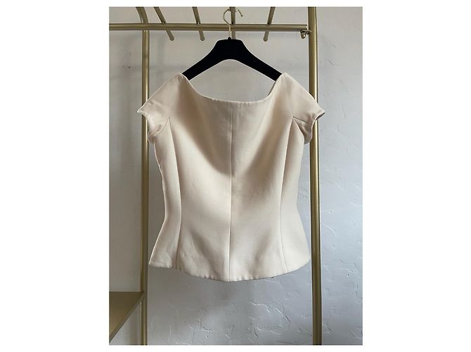 Dior One-Shoulder Top aus Seide Beige - Ansicht 3